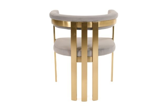 Modrest Pontiac - Modern Grey Velvet + Champagne Gold Dining Chair - Image 4