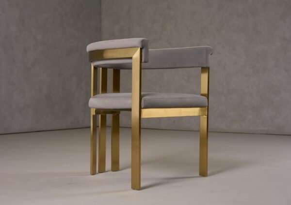 Modrest Pontiac - Modern Grey Velvet + Champagne Gold Dining Chair