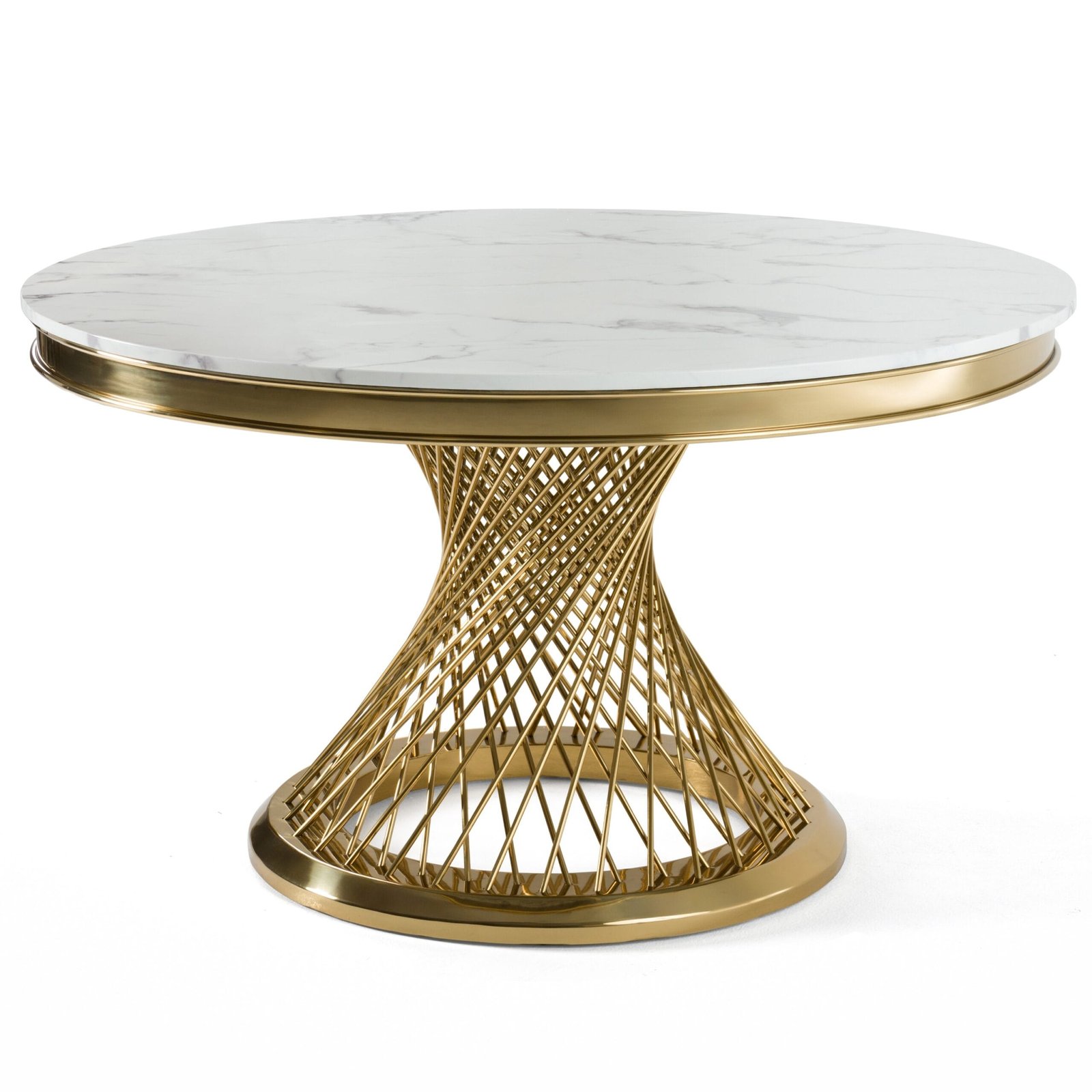 Modrest Potter - White Marble & Gold Stainless Steel Round Dining Table 1 Modrest Potter - White Marble & Gold Stainless Steel Round Dining Table