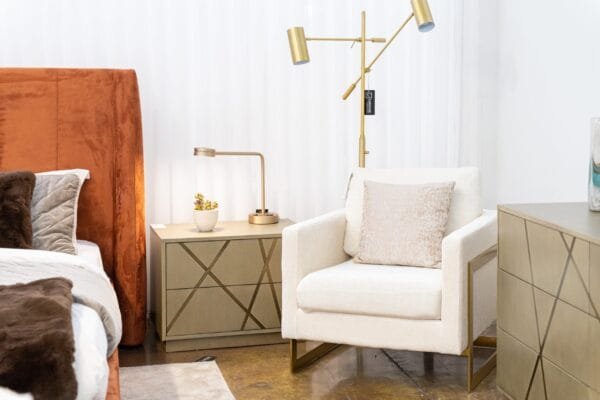 Modrest Prince - Contemporary Cream + Gold Fabric Accent Chair - Image 4