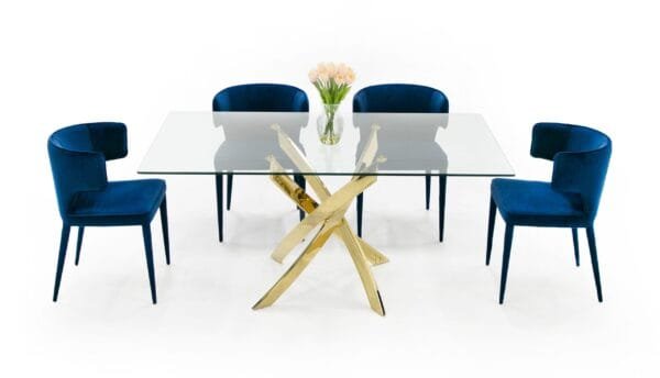 Modrest Pyrite Modern Glass and Gold Dining Table - Image 4