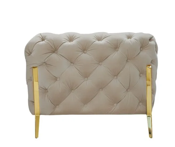 Divani Casa Quincey - Transitional Beige Velvet Loveseat - Image 3