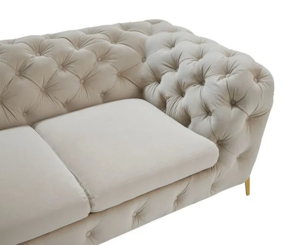 Divani Casa Quincey - Transitional Beige Velvet Loveseat - Image 5
