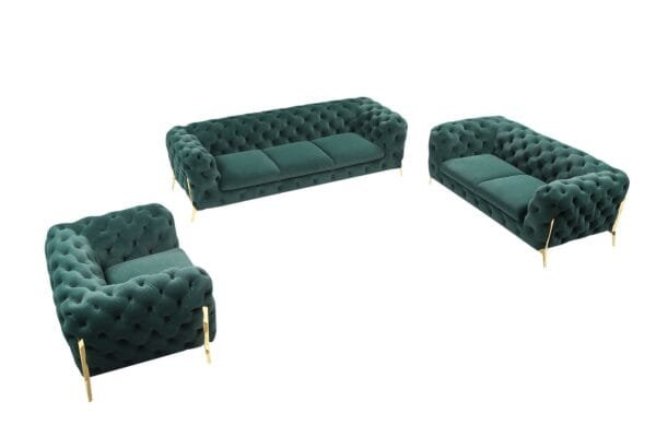 Divani Casa Quincey - Transitional Emerald Green Velvet Sofa Set - Image 2