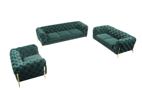 Divani Casa Quincey - Transitional Emerald Green Velvet Sofa Set - Image 2