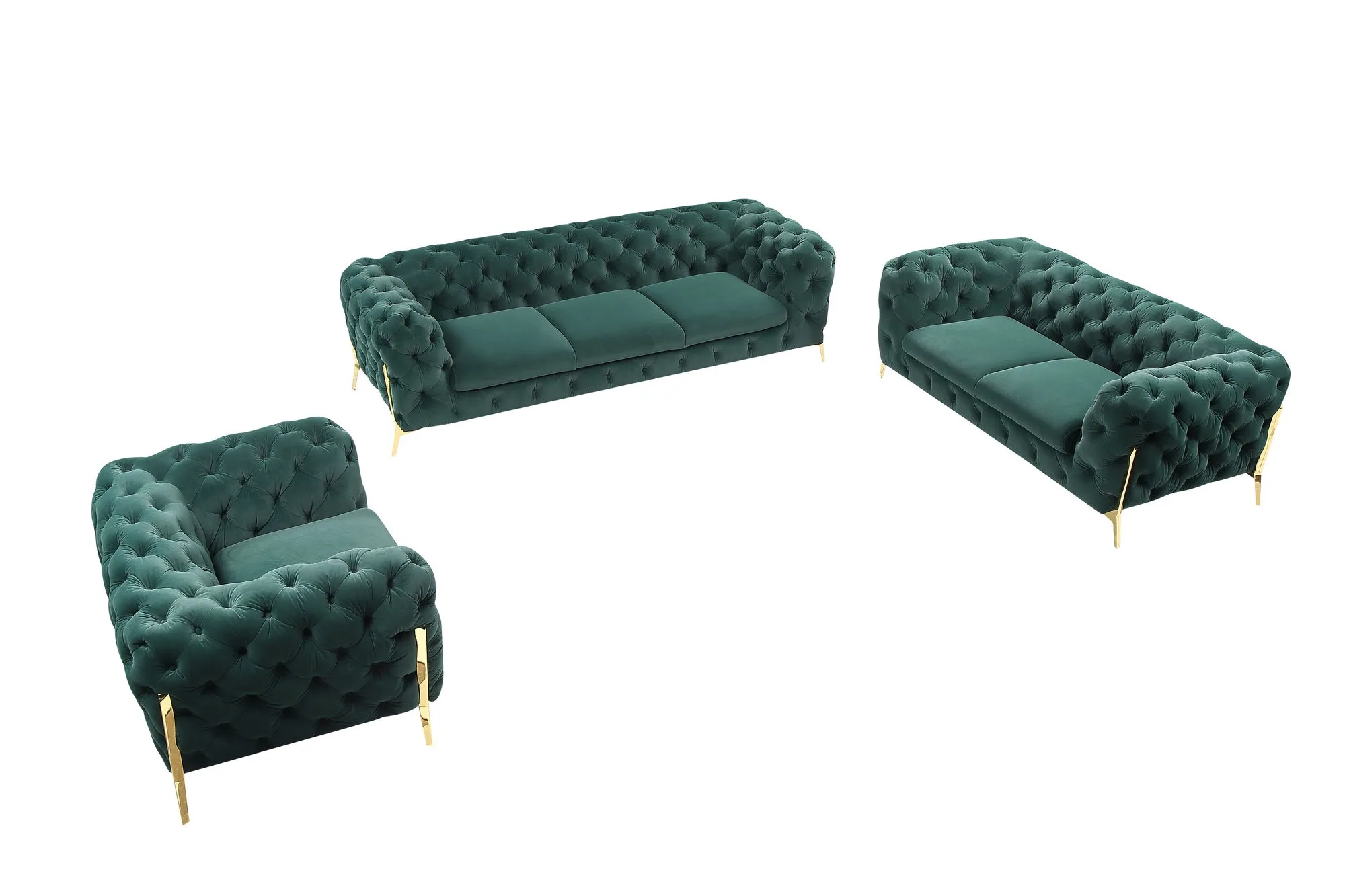 quincey vgkn 79200 green sofa set 3 - Modern Living Room Furniture Set