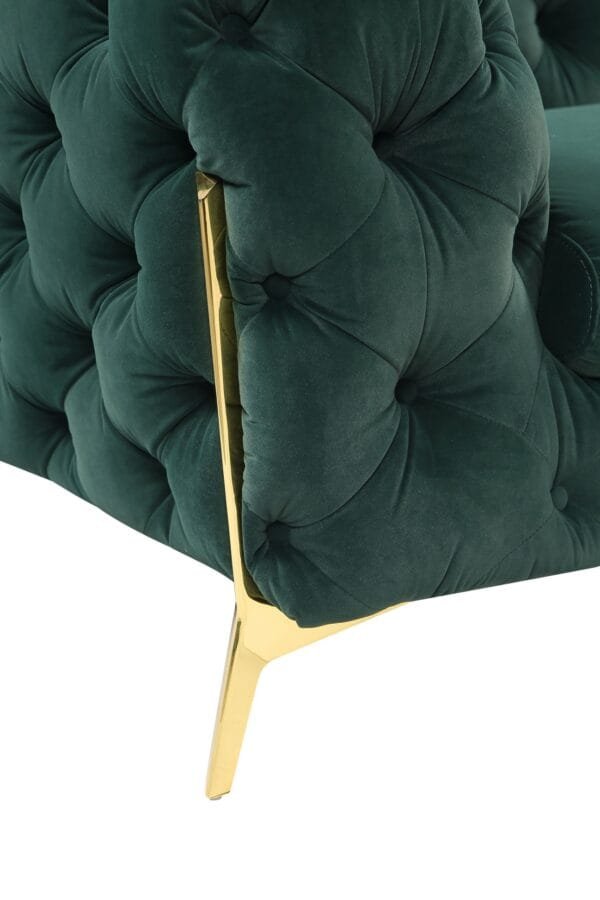 Divani Casa Quincey - Transitional Emerald Green Velvet Sofa Set - Image 3