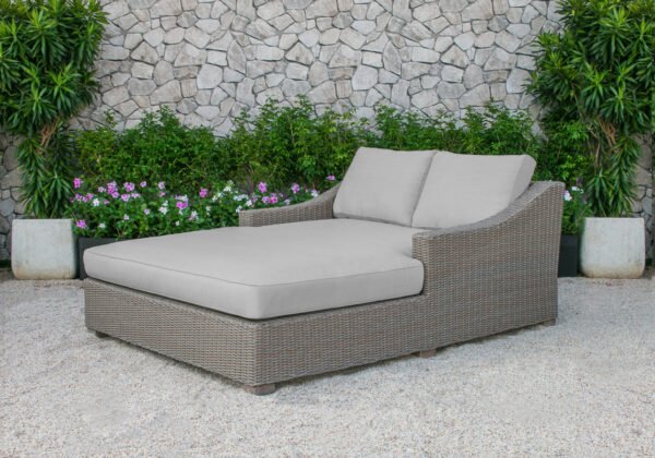 Renava Pismo Outdoor Beige Wicker Sunbed - Image 2