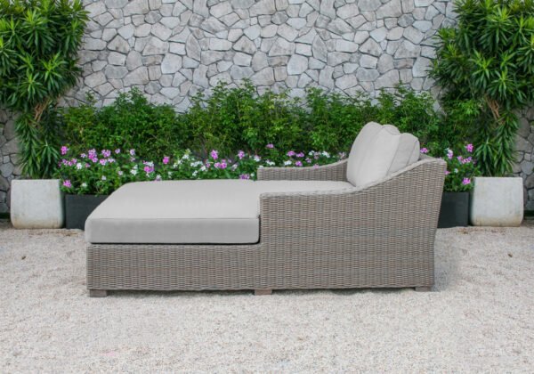 Renava Pismo Outdoor Beige Wicker Sunbed - Image 4