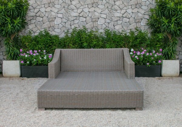 Renava Pismo Outdoor Beige Wicker Sunbed - Image 3