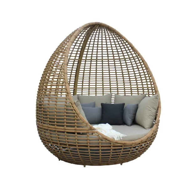 Renava Cocoon - Outdoor Beige + Wicker Lounge Bed - Image 2