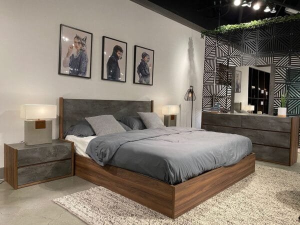Nova Domus Rado - California King Modern Walnut & Volcanic Slate Bed
