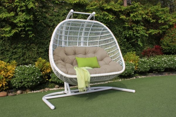 Renava San Juan Outdoor White & Beige Hanging Chair - Image 2