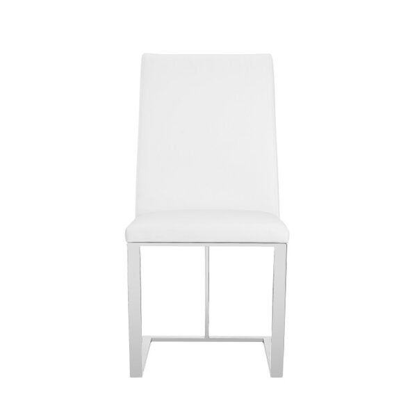 Modrest Frankie - Modern White & Brushed Stainless Steel Dining Chair - Image 3