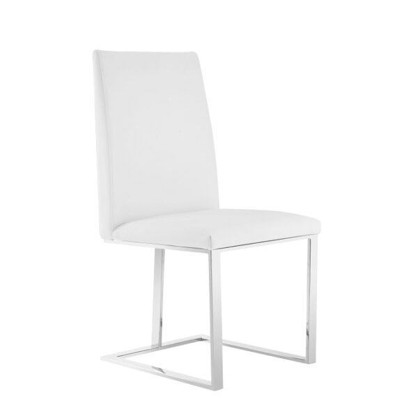 Modrest Frankie - Modern White & Brushed Stainless Steel Dining Chair