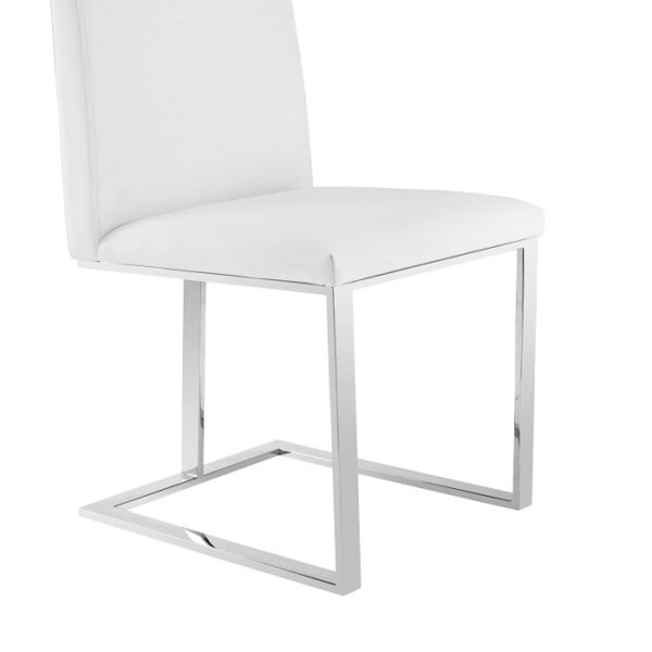 Modrest Frankie - Modern White & Brushed Stainless Steel Dining Chair - Image 2