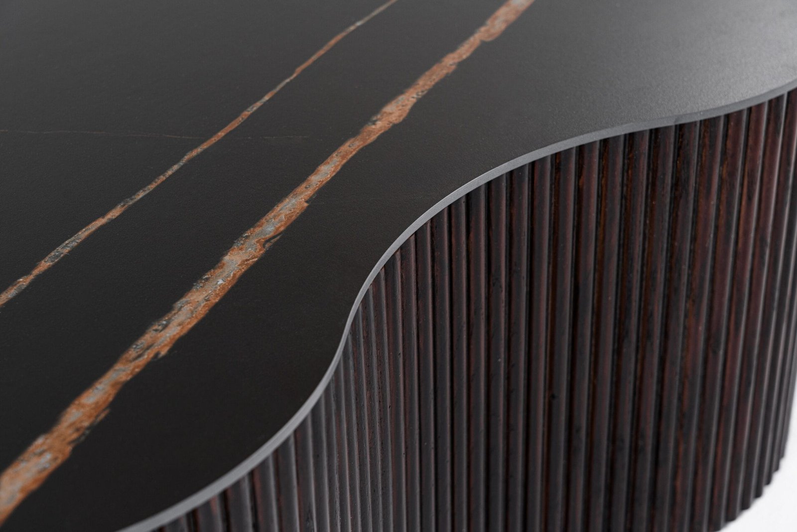 Modrest Ricko - Modern Black Ceramic + Smoked Ash Freeform Coffee Table 1 Modrest Ricko - Modern Black Ceramic + Smoked Ash Freeform Coffee Table