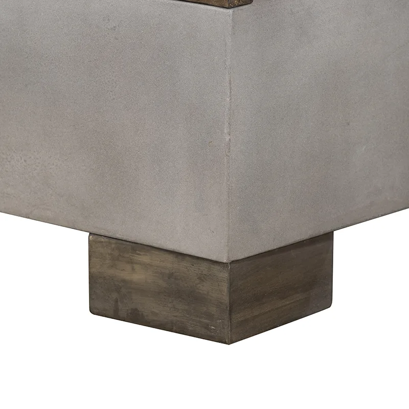 Modrest Delaware Modern Concrete & Acacia Rectangular Coffee Table - Image 3
