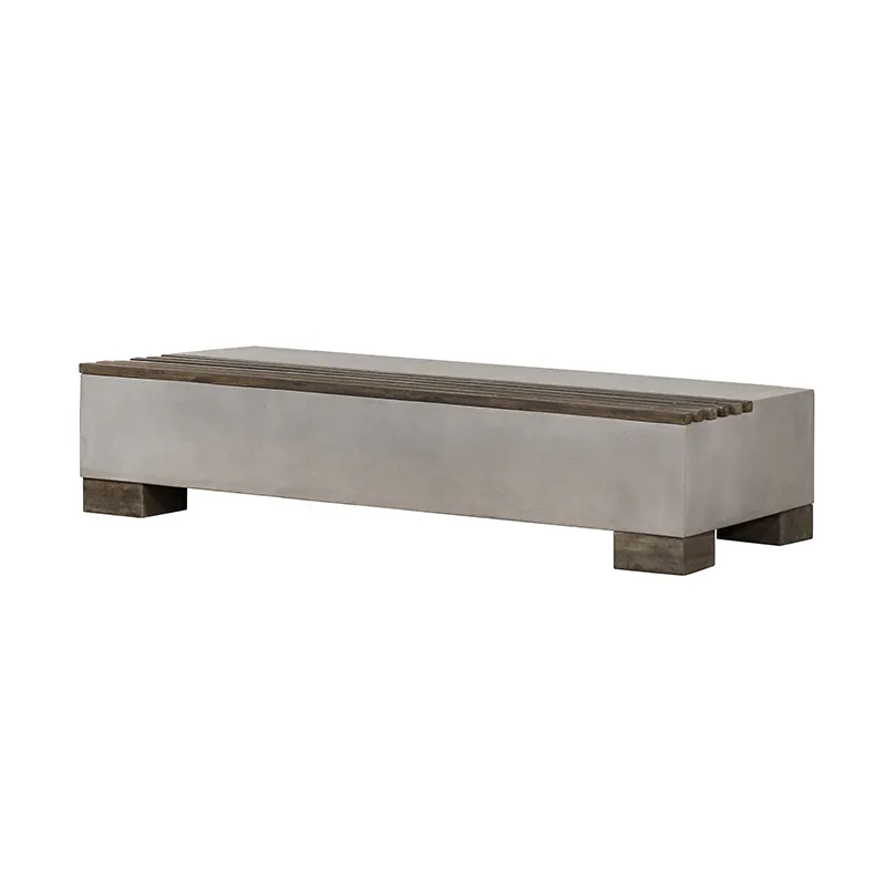 Modrest Delaware Modern Concrete & Acacia Rectangular Coffee Table
