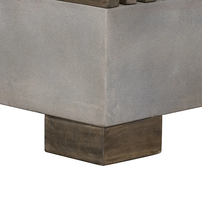 Modrest Delaware Modern Concrete & Acacia Square Coffee Table - Image 2