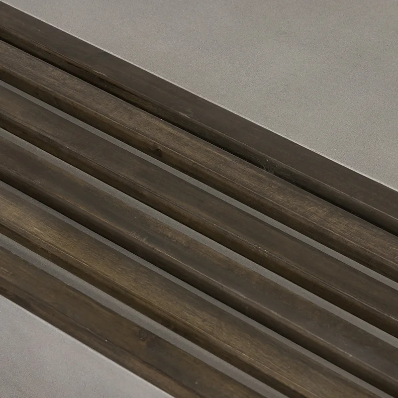 Modrest Delaware Modern Concrete & Acacia Square Coffee Table - Image 5