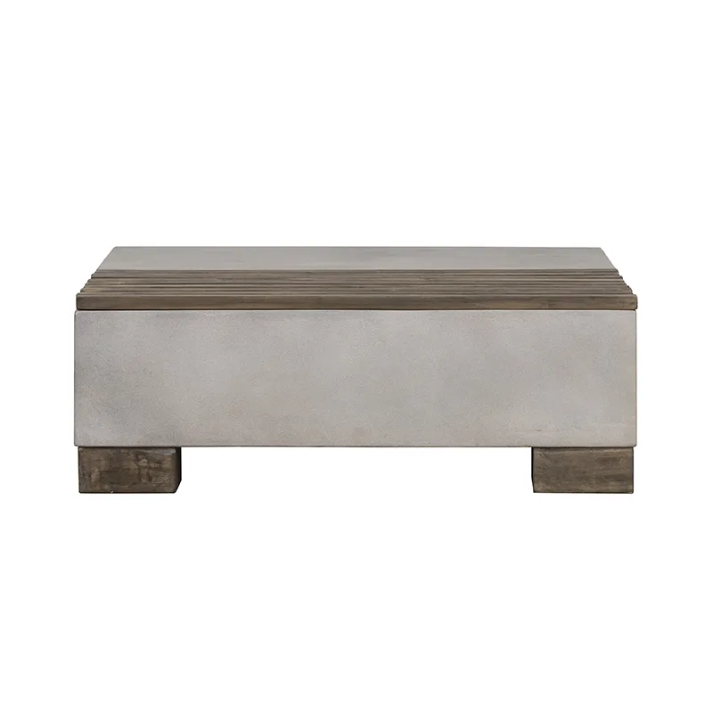 Modrest Delaware Modern Concrete & Acacia Square Coffee Table