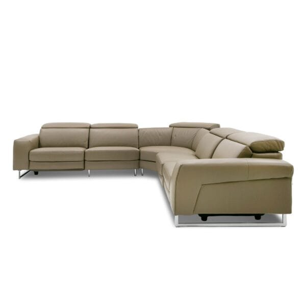 Lamod Italia Riviera - Italian Modern Taupe Leather Sectional Sofa w/ 2 Recliners - Image 4