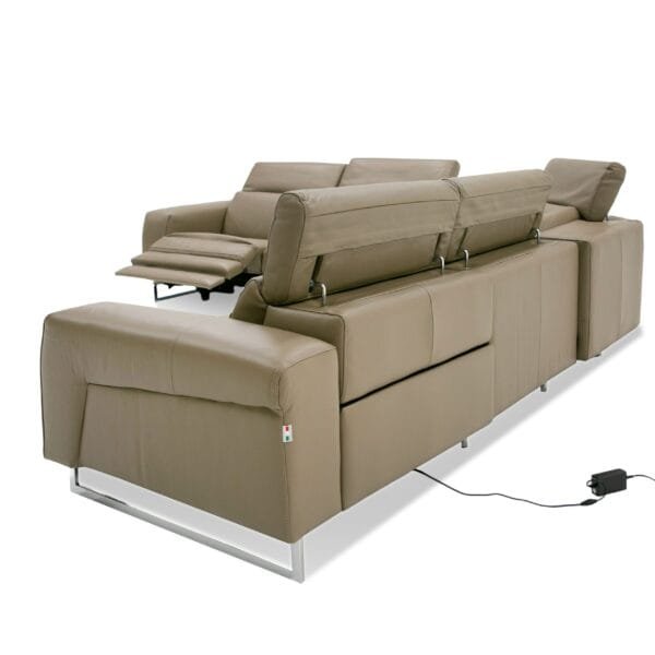 Lamod Italia Riviera - Italian Modern Taupe Leather Sectional Sofa w/ 2 Recliners - Image 5