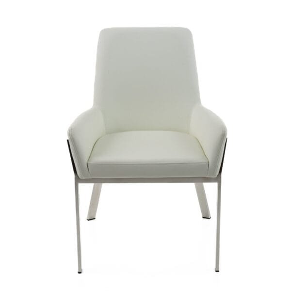 Modrest Robin Modern White Bonded Leather Dining Chair - Image 2