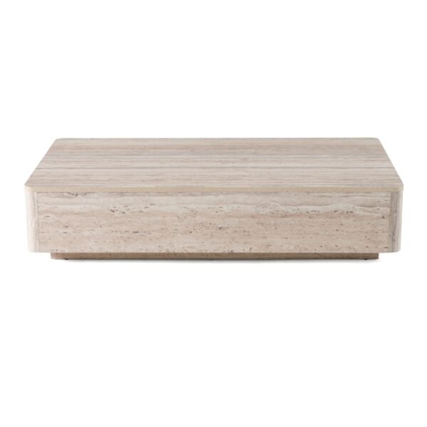 Nova Domus Roma - Modern Faux Travertine Rectangular Coffee Table - Image 2