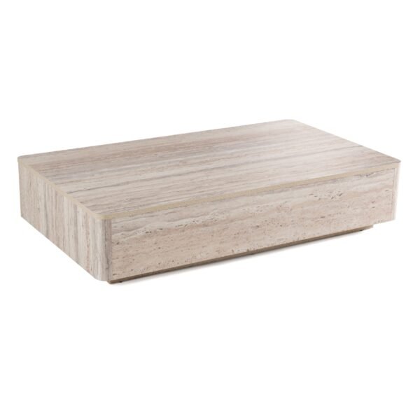 Nova Domus Roma - Modern Faux Travertine Rectangular Coffee Table - Image 3