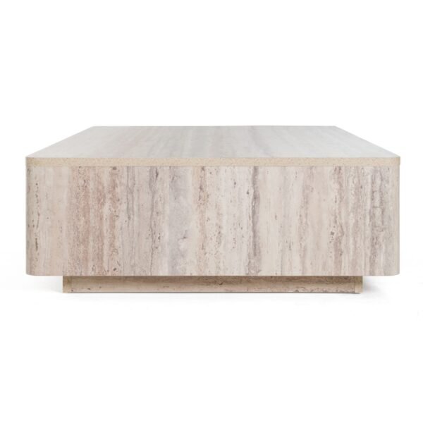 Nova Domus Roma - Modern Faux Travertine Rectangular Coffee Table - Image 4