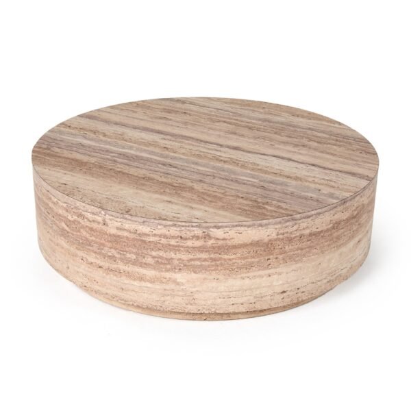 Nova Domus Roma - Modern Faux Travertine Round Coffee Table - Image 2