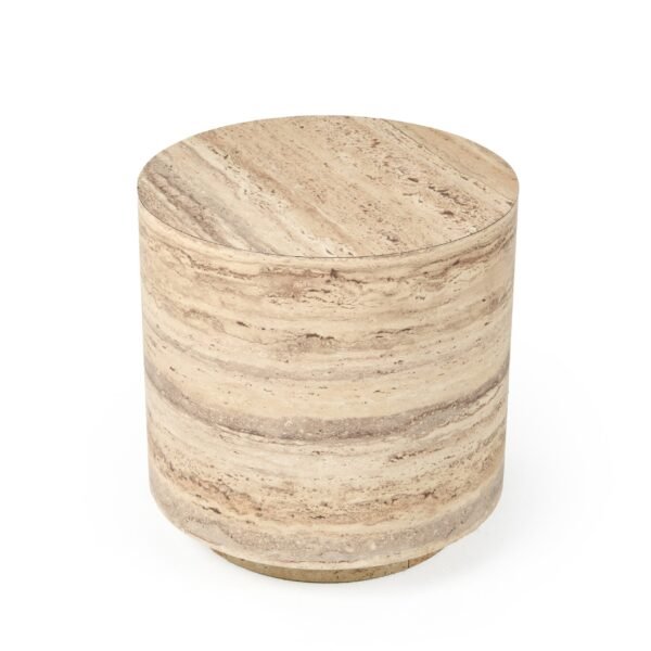 Nova Domus Roma - Modern Faux Travertine Round End Table - Image 2