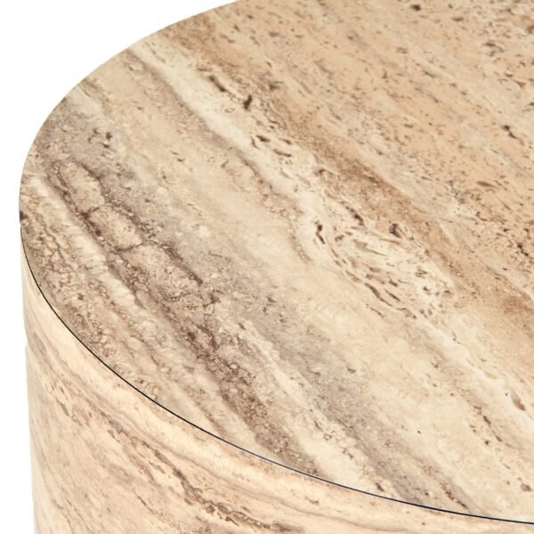 Nova Domus Roma - Modern Faux Travertine Round End Table - Image 3