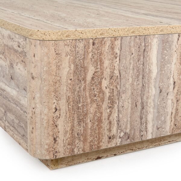 Nova Domus Roma - Modern Faux Travertine Square Coffee Table - Image 5