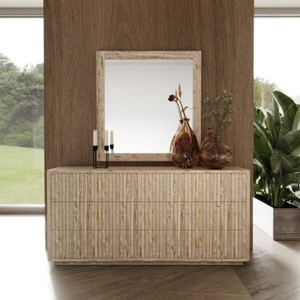 Nova Domus Roma - Modern Faux Travertine + Gold Dresser - Image 2