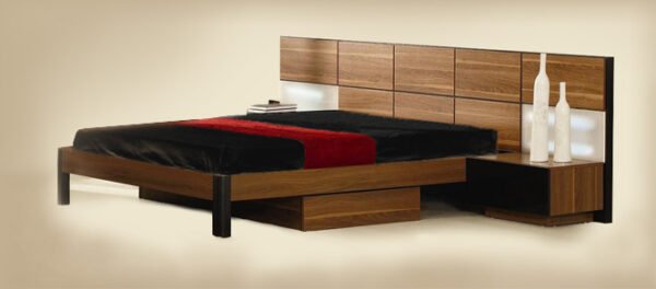 Queen Rondo Modern Platform Bed w/ Nightstands Storage And Lights - Image 2