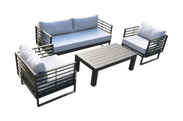 Renava Wharf Outdoor Grey & Black Sofa Set - Image 3