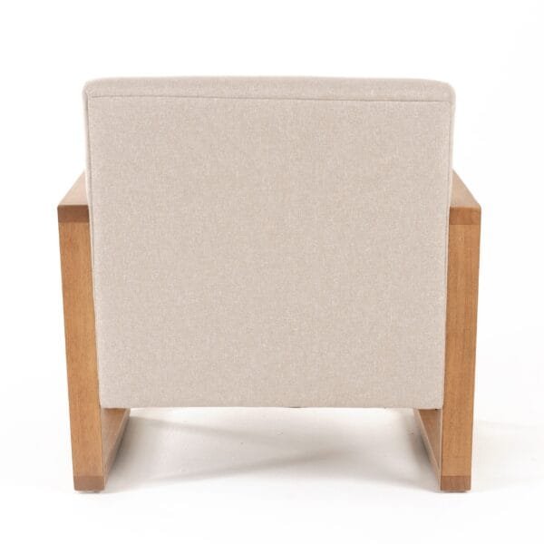 Modrest Sada - Mid-Century Modern Beige Linen + Chestnut Accent Chair - Image 4
