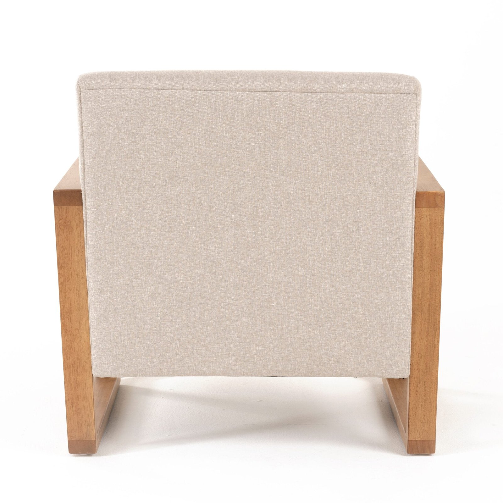 Modrest Sada - Mid-Century Modern Beige Linen + Chestnut Accent Chair 4 Modrest Sada - Mid-Century Modern Beige Linen + Chestnut Accent Chair - Image 4