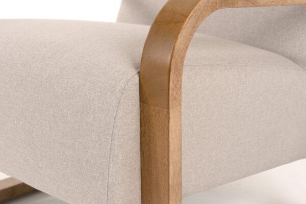 Modrest Sada - Mid-Century Modern Beige Linen + Chestnut Accent Chair - Image 5