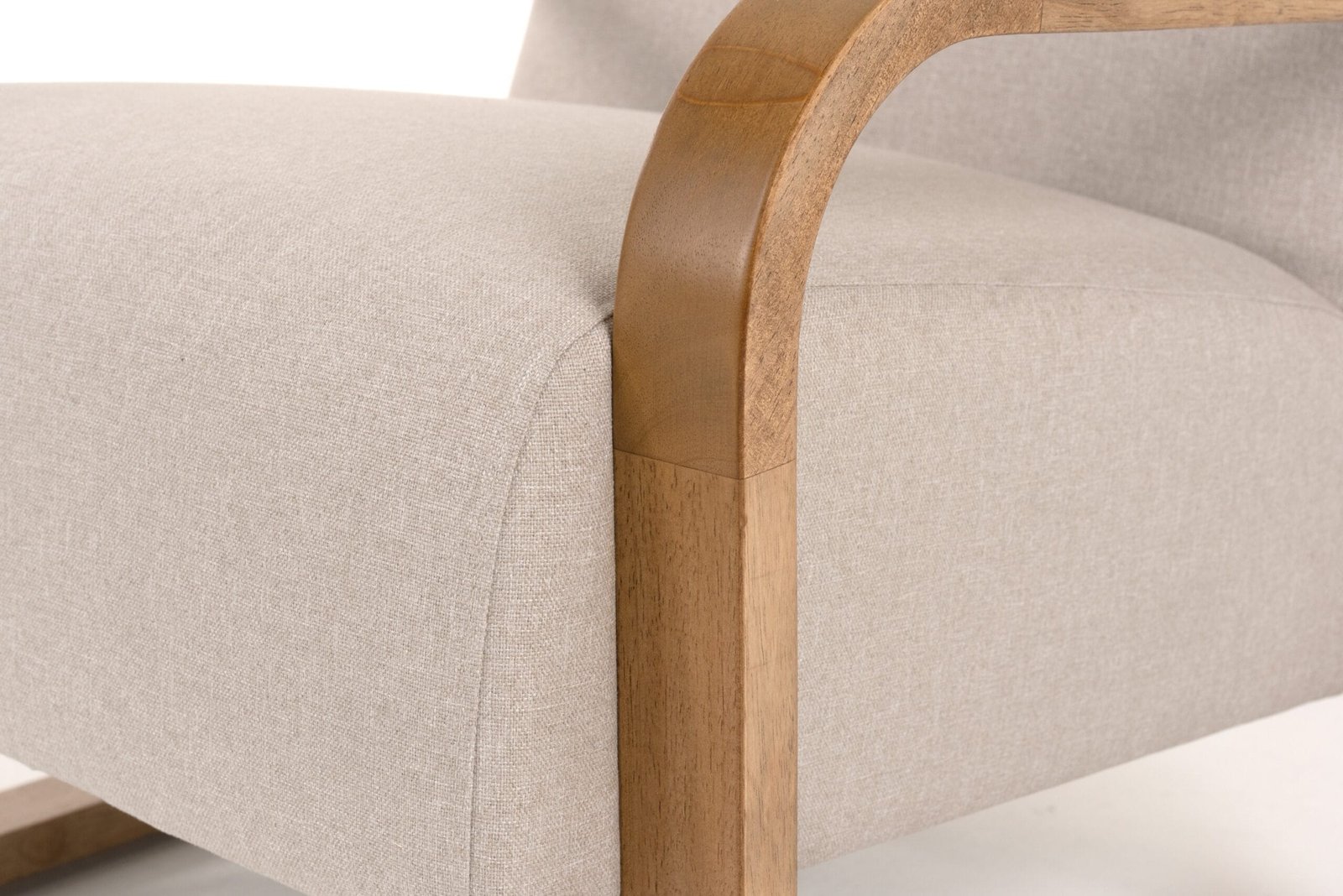 Modrest Sada - Mid-Century Modern Beige Linen + Chestnut Accent Chair 5 Modrest Sada - Mid-Century Modern Beige Linen + Chestnut Accent Chair - Image 5