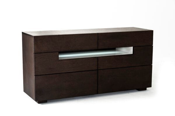 Modrest Ceres - Contemporary Brown Oak and Grey Dresser w/ LED Light - Image 2