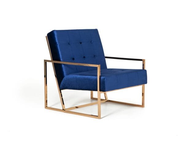 Modrest Samara Modern Blue & Gold Accent Chair - Image 4
