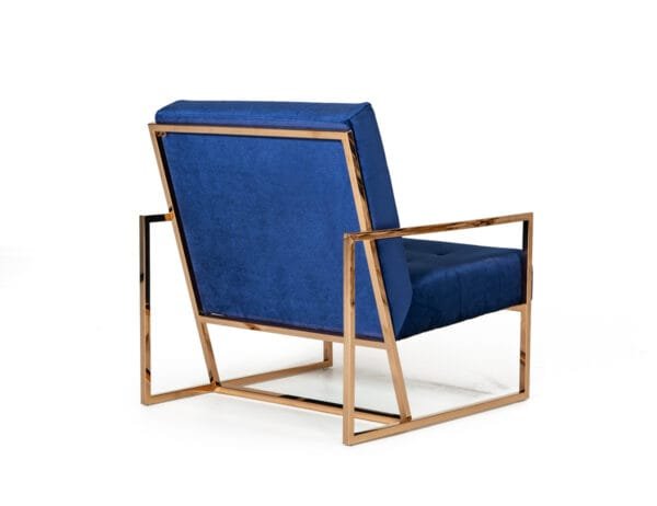 Modrest Samara Modern Blue & Gold Accent Chair - Image 2