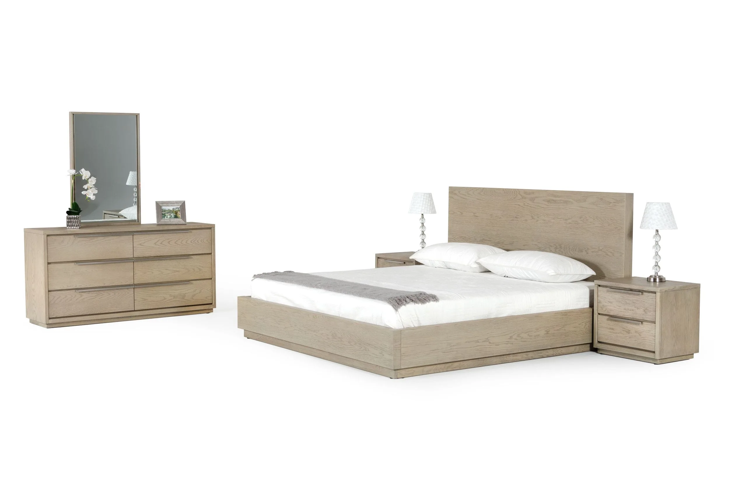 Queen Modrest Samson - Contemporary Grey & Silver Bedroom Set - Image 2
