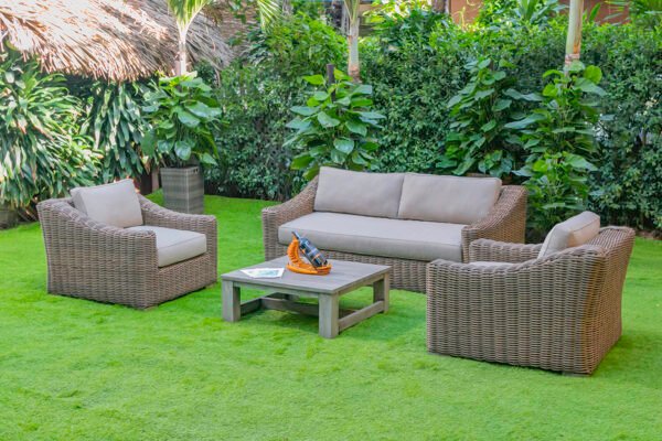 Renava Sapelo Outdoor Beige Wicker Sofa - Image 4