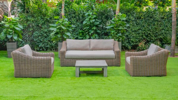 Renava Sapelo Outdoor Beige Wicker Sofa - Image 5