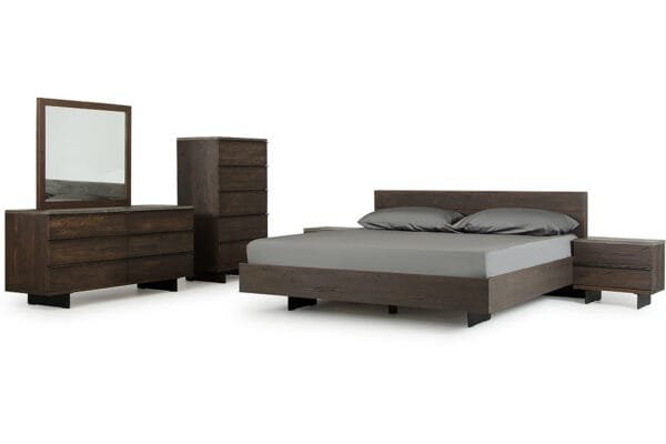 Eastern King Modrest Selma Modern Dark Aged Oak & Concrete Bedroom Set - Image 3